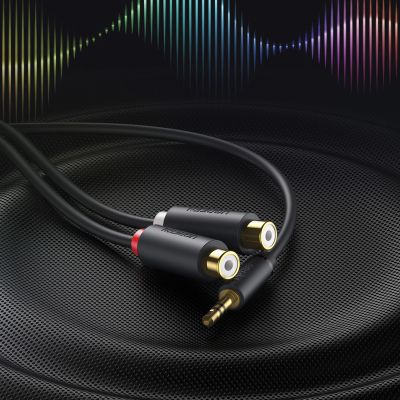3. Ugreen adapter audio jack 3.5mm męski do 2xRCA żeński kabel 0.25m szary (AV109)