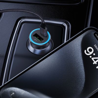 6. Ładowarka samochodowa Acefast B16 95W USB-A + USB-C - szara