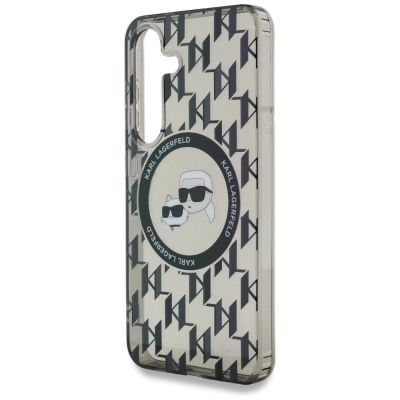 6. Etui Karl Lagerfeld Button Karl&Choupette Heads On KL Pattern MagSafe Samsung Galaxy S25 czarny