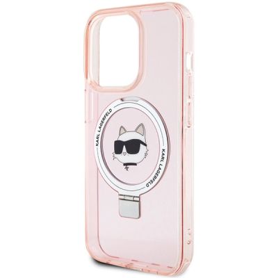 6. Etui Karl Lagerfeld Ring Stand Choupette Head MagSafe do iPhone 15 Pro Max - różowe