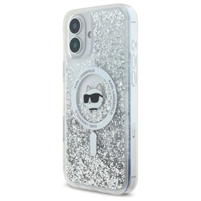2. Etui Karl Lagerfeld Liquid Glitter Choupette Head Magsafe na iPhone 16 - przezroczyste