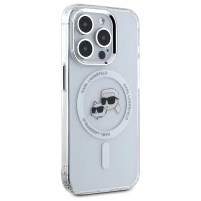 4. Etui Karl Lagerfeld IML Metal Karl&Choupette Head MagSafe na iPhone 15 Pro Max - białe