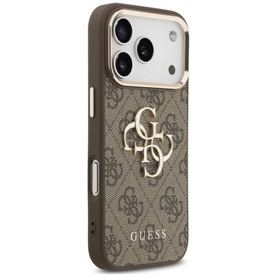 5. Etui Guess 4G Strap 4G Classic Logo Metal Trims na iPhone 18 Pro / 17 Pro-  brązowe