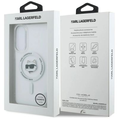 8. Etui Karl Lagerfeld Button Choupette Head Printed Logo MagSafe na Samsung Galaxy S25 Edge - białe