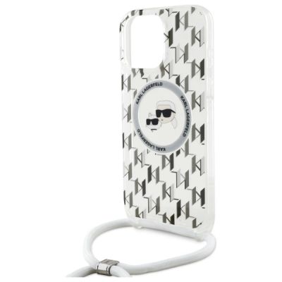 5. Etui Karl Lagerfeld IML Crossbody Monogram Karl & Choupette Head MagSafe na iPhone 16 Pro - przezroczyste