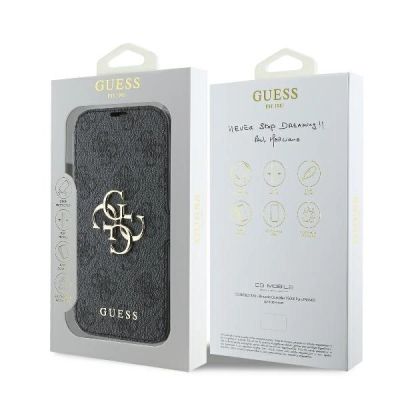 8. Etui Guess 4G Metal Logo na iPhone 16 - czarne