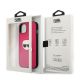 8. Etui Karl Lagerfeld Leather Ikonik Karl's Head Metal na iPhone 13 mini - różowe