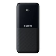 Powerbank Baseus Lipow 10000mAh 22.5W z podwójnym wbudowanym kablem z wyświetlaczem (z dodatkowym czarnym kablem Baseus Simple USB-A - USB-C 3A 0,2m) - czarny