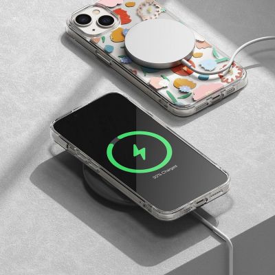 8. Ringke Fusion Design pancerne etui pokrowiec z żelową ramką iPhone 14 Plus przezroczysty (Floral) (FD637E31)