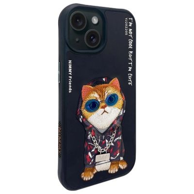 2. Etui Nimmy Glasses Cool Cat na iPhone 15 - czarne
