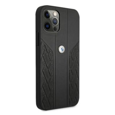 4. Etui BMW Leather Curve Perforate na iPhone 12 / iPhone 12 Pro - czarne