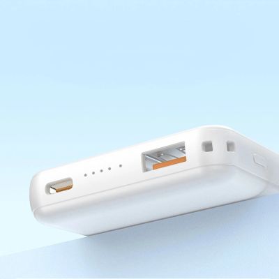 4. Powerbank magnetyczny Dudao K14S+ 10000mAh 22.5W USB-A + USB-C kompatybilny z MagSafe z podstawką - biały