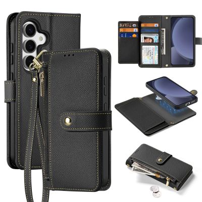 3. Etui skórzane Dux Ducis Lawa na Samsung Galaxy S25 z odłączanym portfelem magnetycznym - czarne