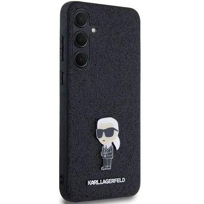 4. Etui Karl Lagerfeld Fixed Glitter Ikonik Logo Metal Pin na Samsung Galaxy A35 - czarne