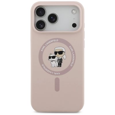 3. Etui Karl Lagerfeld Silicone Karl&Choupette Ring MagSafe do iPhone 17 Pro Max - różowe