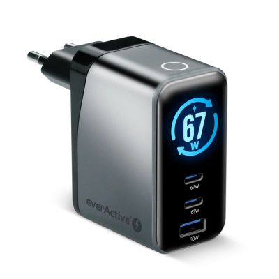 6. EVERACTIVE ŁADOWARKA SIECIOWA GAN 1 X USB, 2 X USB-C QUICK CHARGE 4+ 67W CZARNA SC-670Q