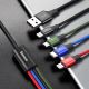 8. Baseus kabel przewód USB 4w1 2x Lightning / USB Typ C / micro USB w nylonowym oplocie 3.5A 1.2m czarny (CA1T4-A01)