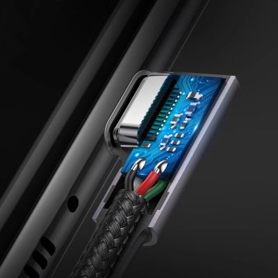 8. Kabel Ugreen US323 kątowy USB-C - USB-C PD QC SCP 3A 480Mb/s 1m - szary