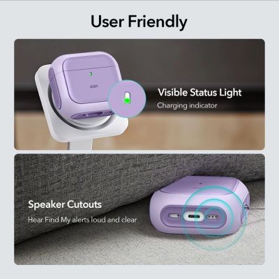7. Etui ESR Orbit Halolock MagSafe na Apple AirPods 4 - fioletowe