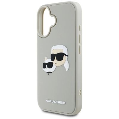 6. Etui Karl Lagerfeld HC 3D Rubber Double Heads na iPhone 16 - beżowe