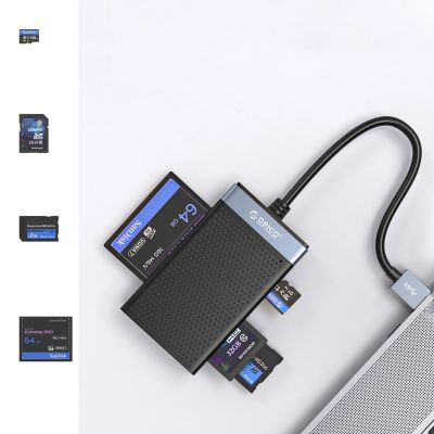 6. Czytnik kart pamięci Orico CL4D-A3 USB-A 3.0 SD microSD CF MS 5 Gb/s - czarno-srebrny