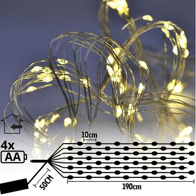 3. LAMPKI DRUCIKI NA BATERIE KASKADA 160 LED CIEPŁY BIAŁY TIMER
