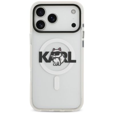 3. Etui Karl Lagerfeld IML Choupette Sketch Logo MagSafe na iPhone 17 Pro - przezroczyste