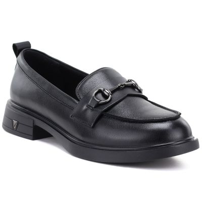 Skórzane półbuty damskie loafersy czarne Vinceza 133115