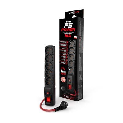 2. ACAR F5 POWER Czarny 5 x gniazdo sieciowe 230 V 10 m