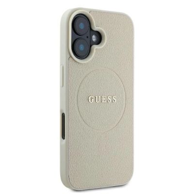 4. Etui Guess Grained Ring MagSafe na iPhone 16 - beżowe