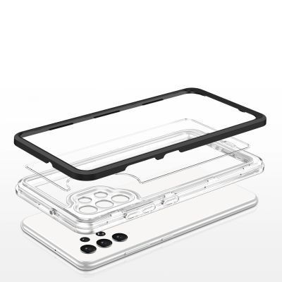 5. Clear 3in1 etui do Samsung Galaxy A72 4G żelowy pokrowiec z ramką czarny