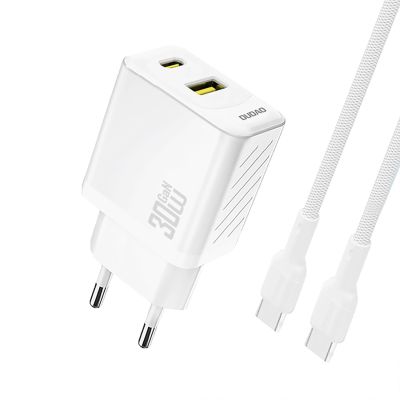 Ładowarka sieciowa Dudao A27TCEU PD 30W GaN USB-A USB-C z kablem USB-C - biała