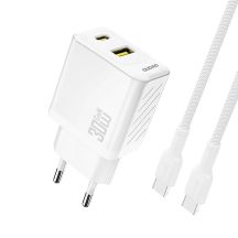 Ładowarka sieciowa Dudao A27TCEU PD 30W GaN USB-A USB-C z kablem USB-C - biała