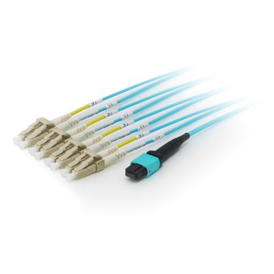 2. Światłowód - Kabel krosowy MTP - LC Multi-Mode - 7.0m - 50/125 mikronów - OM4 - Akwamaryn