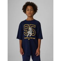 T-shirt loose z nadrukiem chłopięcy 4F 4FJRAW26TTSHM4528-31S