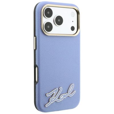 4. Etui Karl Lagerfeld Grained with Resin Signature Logo MagSafe na iPhone 18 Pro / 17 Pro - jasnoniebieskie