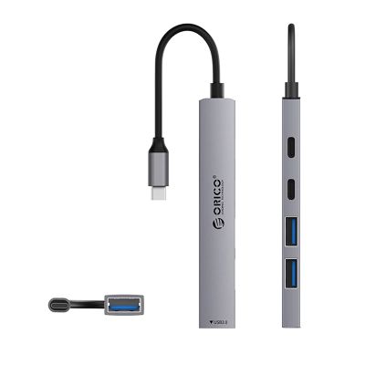 2. Hub USB-A/USB-C Orico YSB4-U2 stacja dokująca 2x USB-A 2.0 + 1x USB-A 3.0 + 1x USB-C 2.0 + 1x USB-C - szary