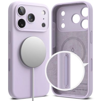 3. Etui Ringke Silicone Magnetic MagSafe na iPhone 17 Pro - fioletowe