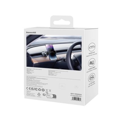10. Uchwyt samochodowy elektryczny z panelem słonecznym do Tesla Model 3 / Y Baseus T-Space - czarny