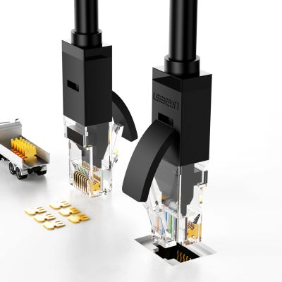4. Ugreen kabel sieciowy internetowy LAN Ethernet U/UTP Cat. 6 1000Mb/s 8m czarny (NW102)