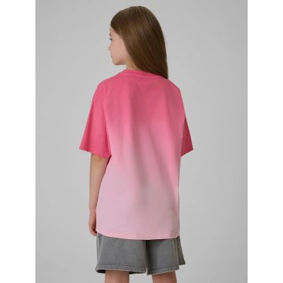 2. T-shirt loose z nadrukiem dziewczęcy 4F 4FJRSS26TTSHF4186-90A