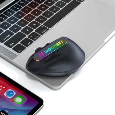 10. Mysz bezprzewodowa Wozinsky WMG-1164 gamingowa pionowa ergonomiczna 3600 DPI z podświetleniem RGB - czarna