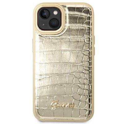 3. Etui Guess Croco Collection na iPhone 14 Plus - złote