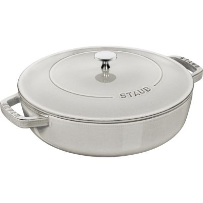 2. STAUB Żeliwna patelnia do duszenia z pokrywką 28 cm, truflowy