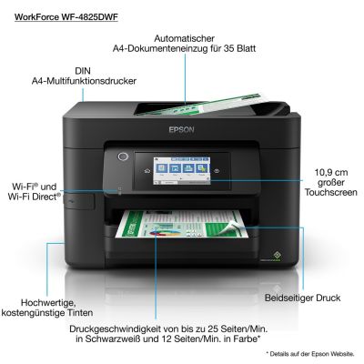 15. Epson WorkForce Pro WF-4825DWF Atramentowa A4 4800 x 2400 DPI 25 stron/min Wi-Fi