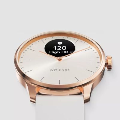 3. Zegarek Withings Scanwatch Light - zegarek z funkcją EKG, pomiarem pulsu i SPO2 oraz mierzeniem aktywności fizycznej i snu (37mm, rose gold-sand)