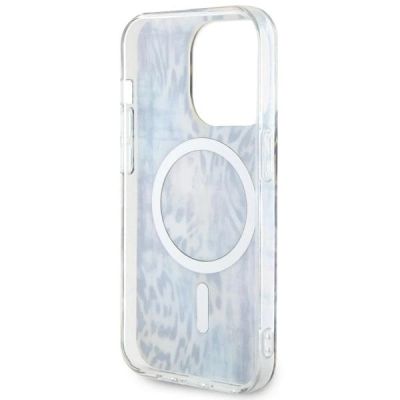 7. Etui Guess Leopard MagSafe na iPhone 14 Pro Max - niebieskie