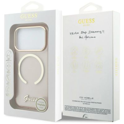 8. Etui Guess IML Script Metal MagSafe do iPhone 17 Pro Max - różowe