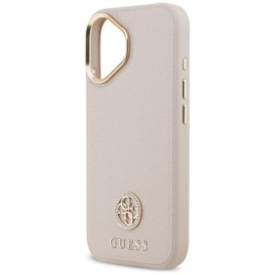6. Etui Guess Grained Strass Logo MagSafe na iPhone 17 - różowe