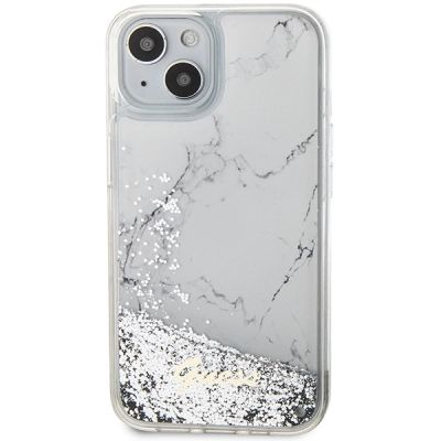 3. Etui Guess Liquid Glitter Marble na iPhone 14 - białe